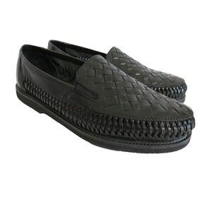 Deer Stags Tijuana Black Woven Leather Moccasin Loafer Shoes Mens‎ 8.5W